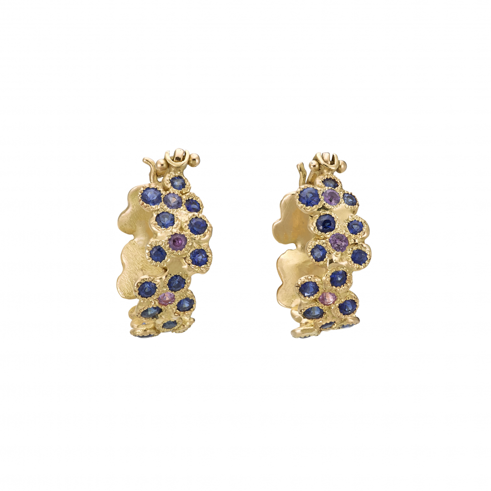 Anais Rheiner Boucles d'oreilles or jaune 18 carat saphirs