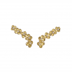 Boucle d'oreilles Jardin mystérieux creatrice Anais Rheiner or jaune ciseler sertis de diamants