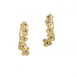 Boucle d'oreilles Jardin mystérieux creatrice Anais Rheiner or jaune ciseler sertis de diamants