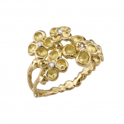 Mysterious garden ring Anais Rheiner yellow gold and diamonds