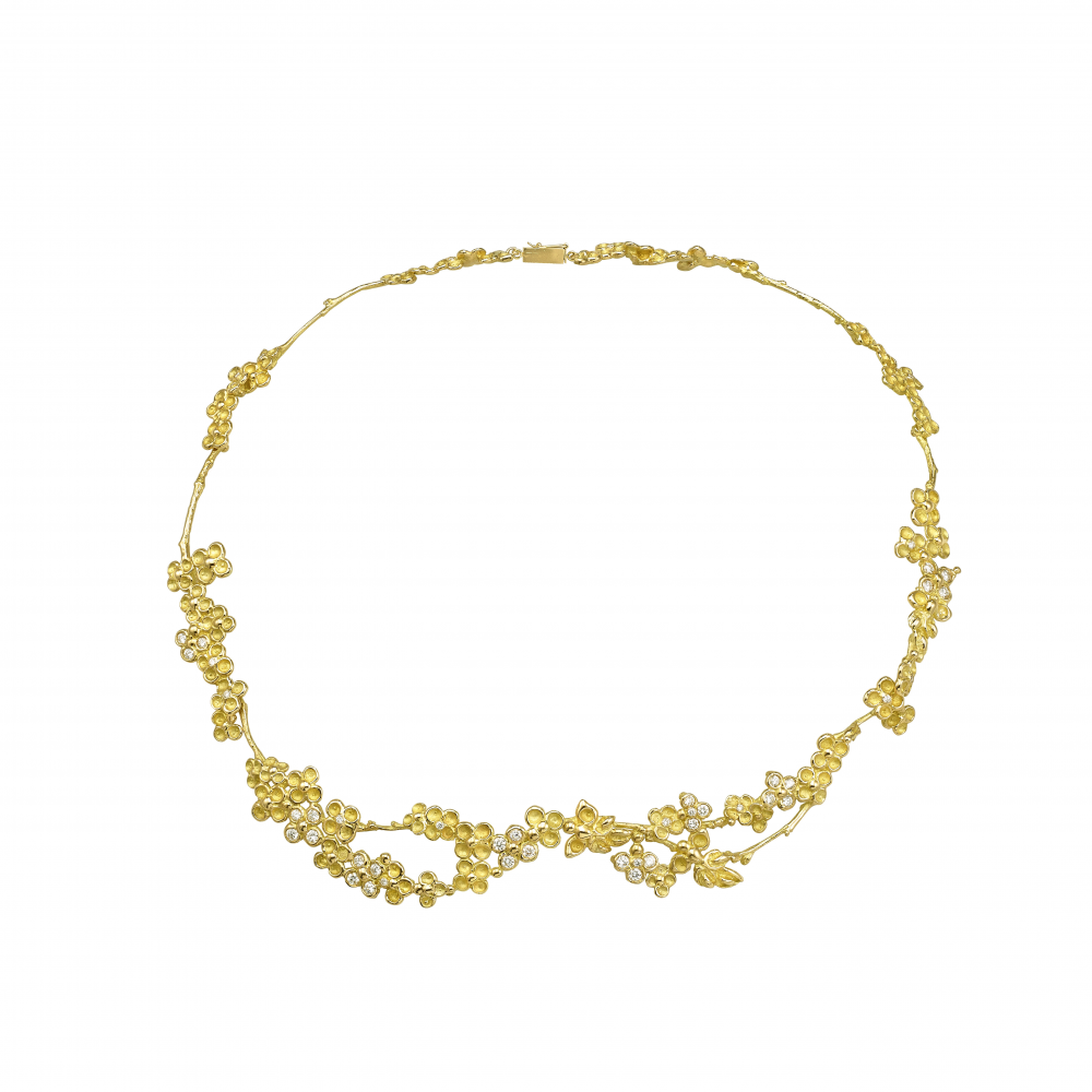 Collier Parfum délicat -Anais Rheiner - 18 carat yellow gold chiseled and adorned with diamonds