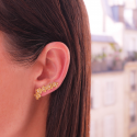 Boucle d'oreilles Jardin mystérieux creatrice Anais Rheiner or jaune ciseler sertis de diamants