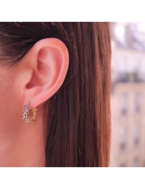 Anais Rheiner boucles d oreilles or jaune saphirs bleu