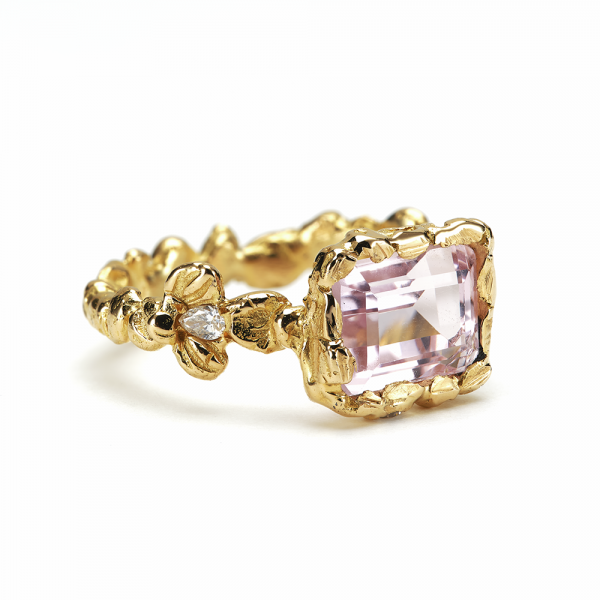 Anais Rheiner Bague Tendresse d’aurore or jaune 18 carat Morganite et diamants