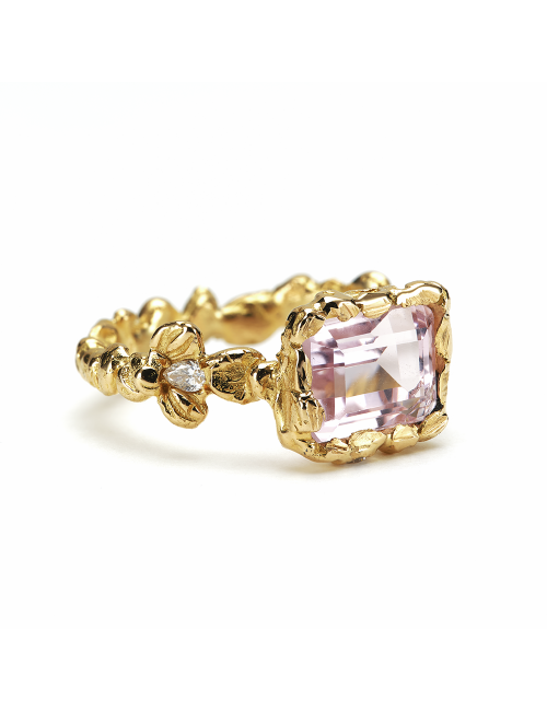 Anais Rheiner Bague Tendresse d’aurore or jaune 18 carat Morganite et diamants