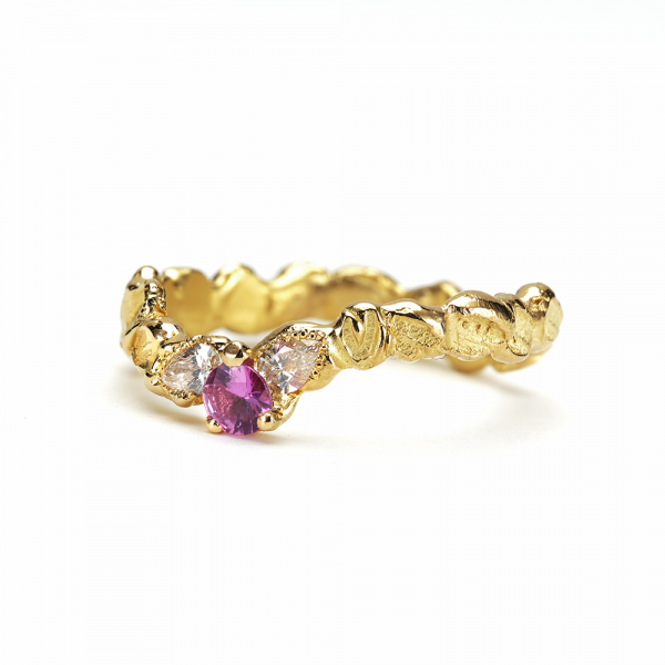 Anais Rheiner bague Épis de lumièr or jaune 18 carats saphir rose et diamants