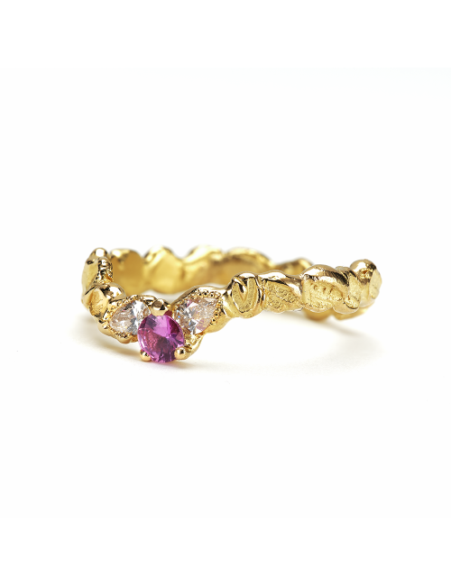 Anais Rheiner bague Épis de lumièr or jaune 18 carats saphir rose et diamants