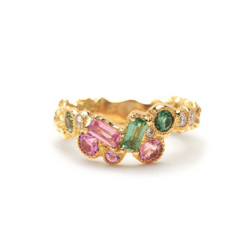 Bague - or jaune - tourmalines roses -diamants - liberte cherie -Anais Rheiner