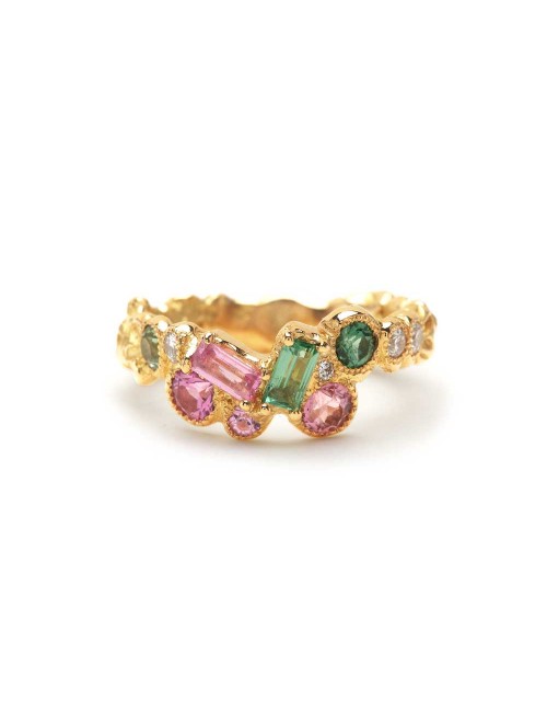 Bague - or jaune - tourmalines roses -diamants - liberte cherie -Anais Rheiner