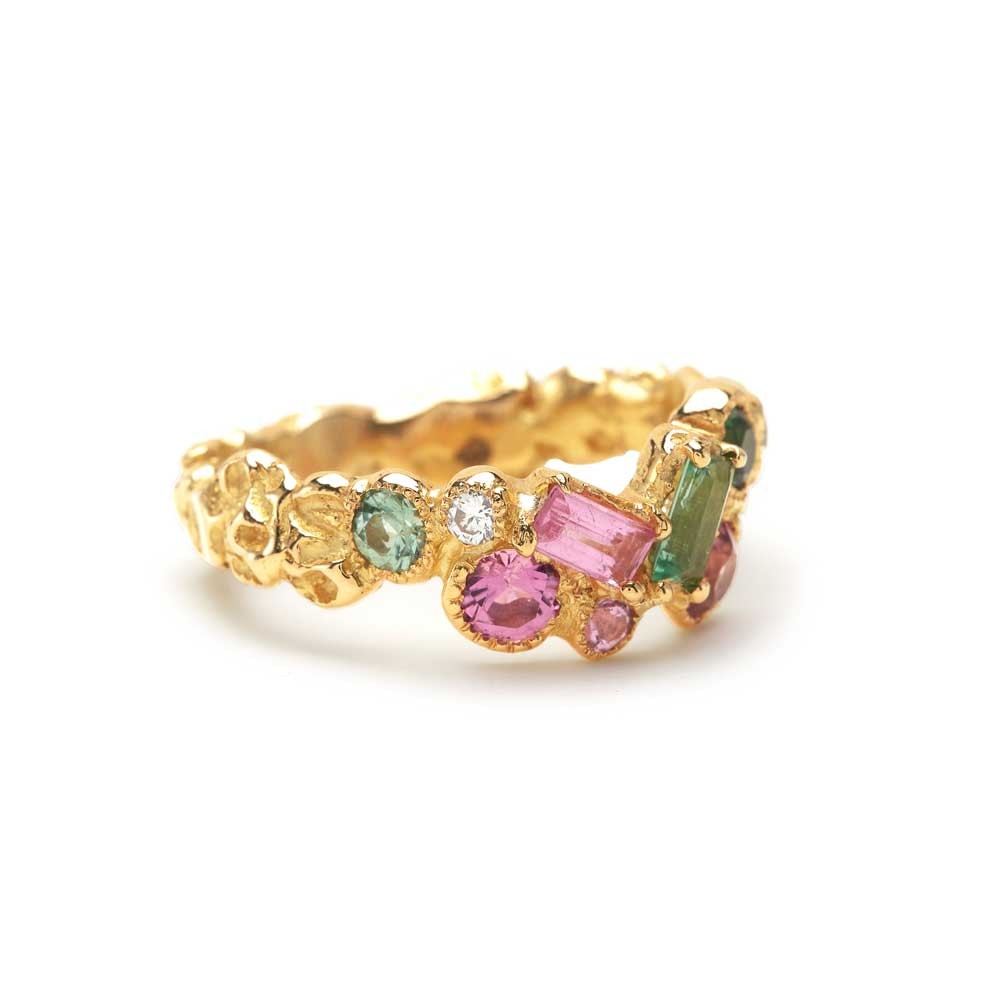 Bague - or jaune - tourmalines roses -diamants - liberte cherie -Anais Rheiner