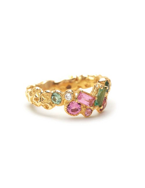 Bague - or jaune - tourmalines roses -diamants - liberte cherie -Anais Rheiner