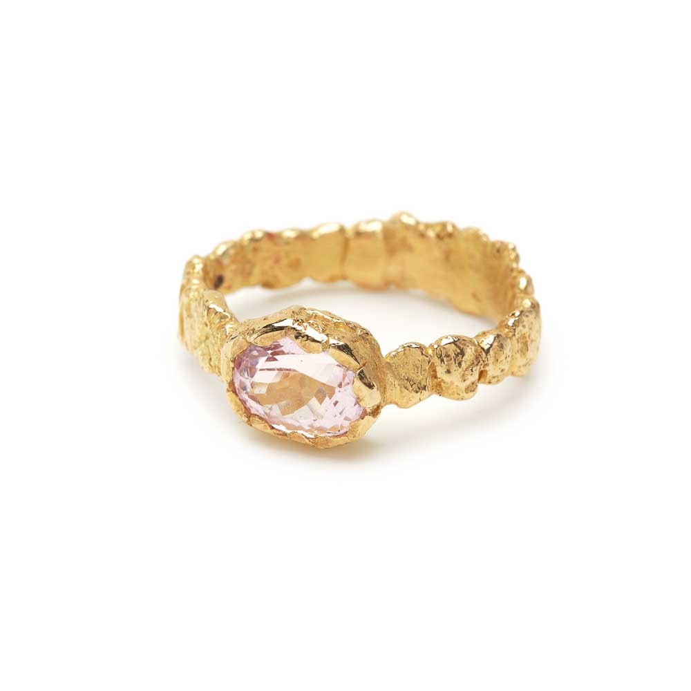 Bague or jaune 18 carat morganite rose Anais Rheiner