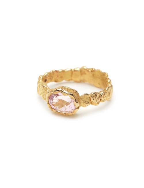 Bague or jaune 18 carat morganite rose Anais Rheiner