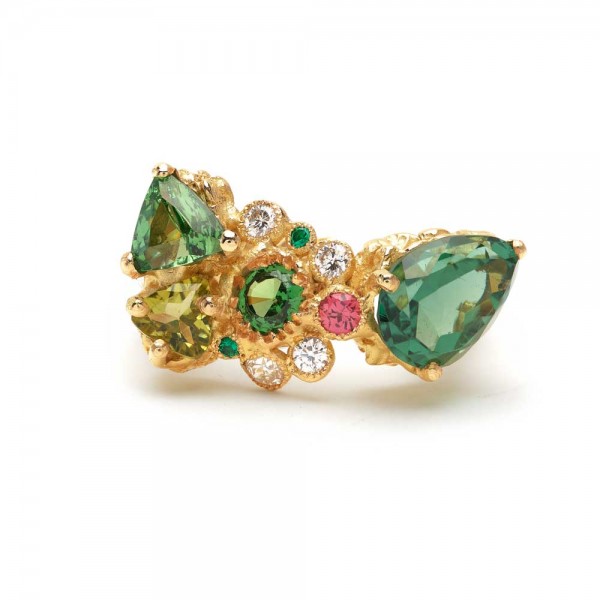 Ring Eden luxuriant  by Anais Rheiner tourmaline, tzavorite and diamonds