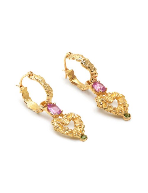 pink sapphire heart earrings