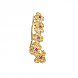 Mysterious garden earring by Anais Rheiner 18 karat yellow gold set with diamonds, rubies or turquoise