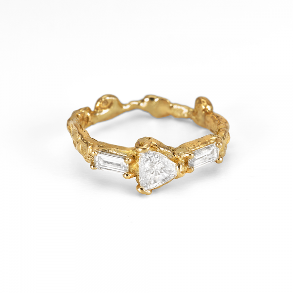 Bague Traine lumineuse Anais Rheiner bijouterie fabrication francaise or jaune et diamants