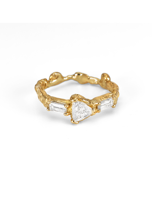 Bague Traine lumineuse Anais Rheiner bijouterie fabrication francaise or jaune et diamants