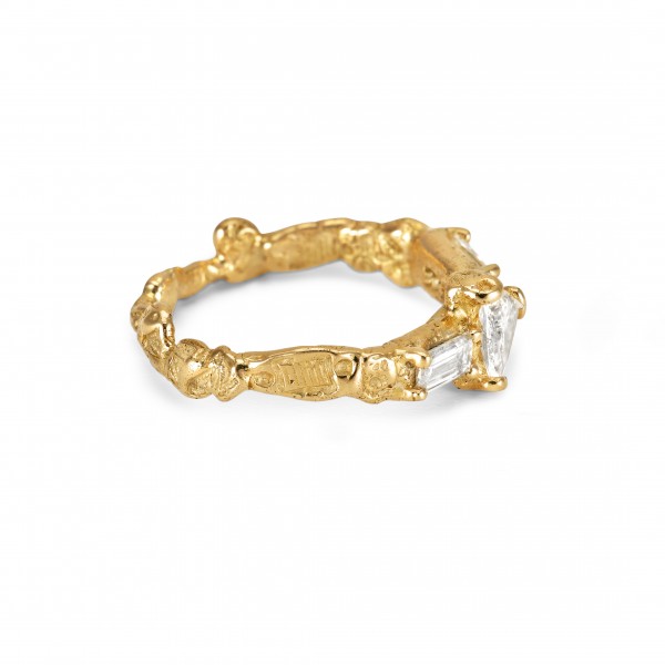 Bague Traine lumineuse  Anais Rheiner 18 carat Or jaune et diamants