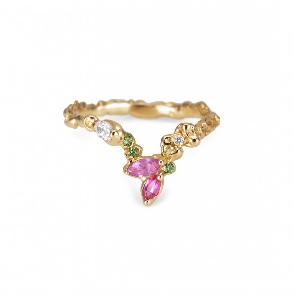 Brise légère Anais Rheiner bague or jaune et pierres precieuses fabriaction francaise