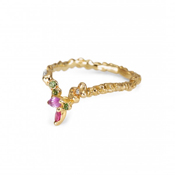 Brise légère Anais Rheiner bague or jaune et pierres precieuses fabriaction francaise